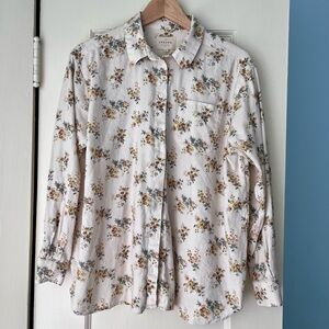 Sezane Cream Floral Button-Down Shirt